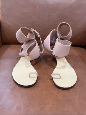 Ankle-Wrap Flat Sandals in Blush